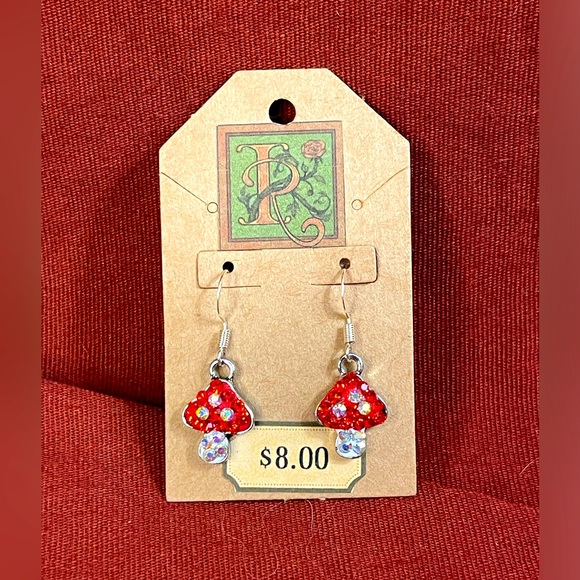 NWT Sparkly Mushroom Earrings - Picture 1 of 1